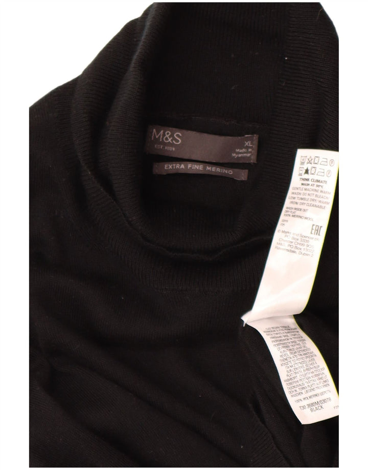 Maglione maglione da uomo Marks & Spencer a collo alto XL in lana merino nera
