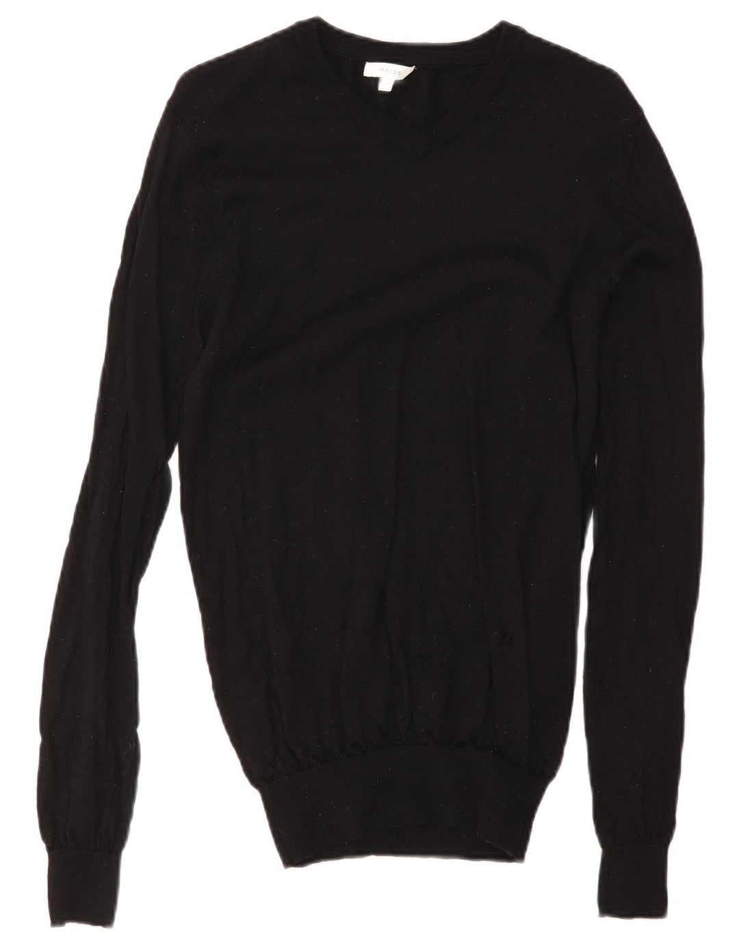 Maglione Reiss da uomo con scollo a V piccolo in lana nera