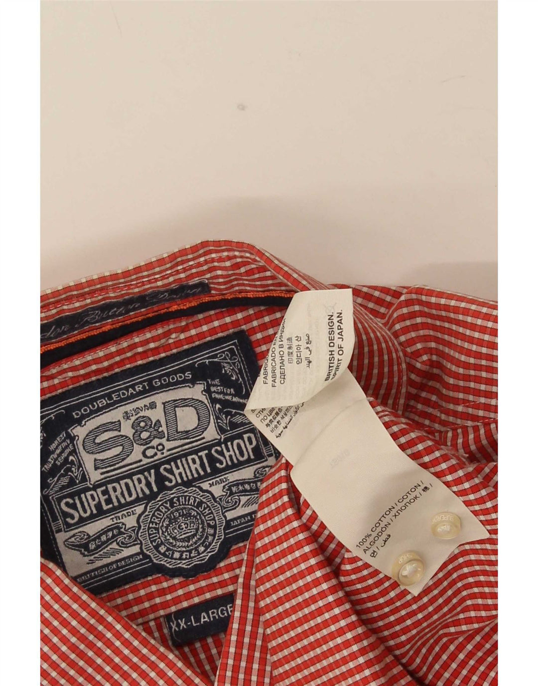 Camicia da uomo Superdry 2XL in cotone a quadretti rossi