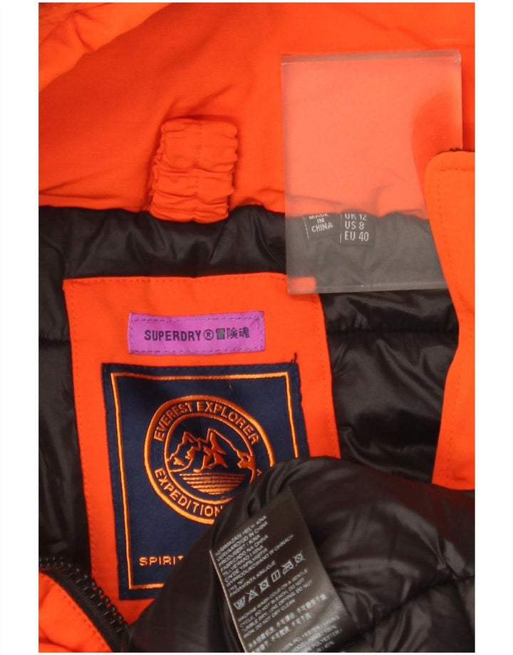 Giacca da sci da donna con cappuccio Superdry UK 12 poliestere arancione medio