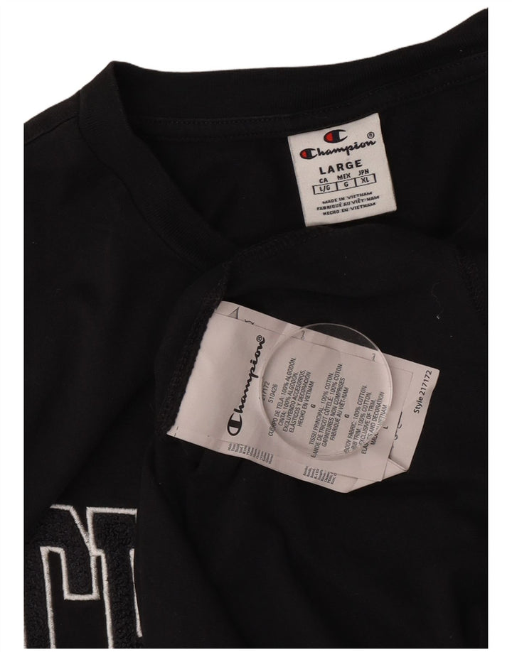 T-shirt grafica da uomo Champion Top grande in cotone nero