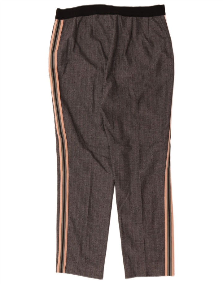 Pantaloni da abito da donna Marks & Spencer UK 12 Medium W30 L26 Grigio a spina di pesce