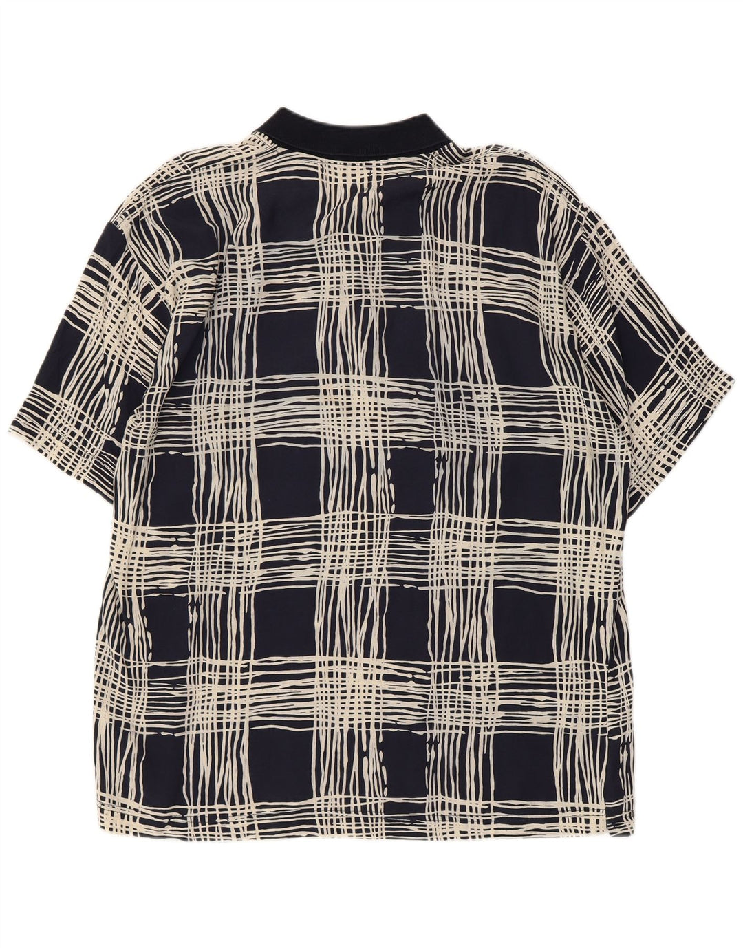 Camicia pullover a maniche corte da uomo Suspense grande in viscosa a quadri blu navy