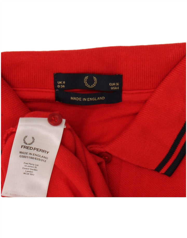 Polo corta da donna Fred Perry UK 8 piccola rossa in cotone