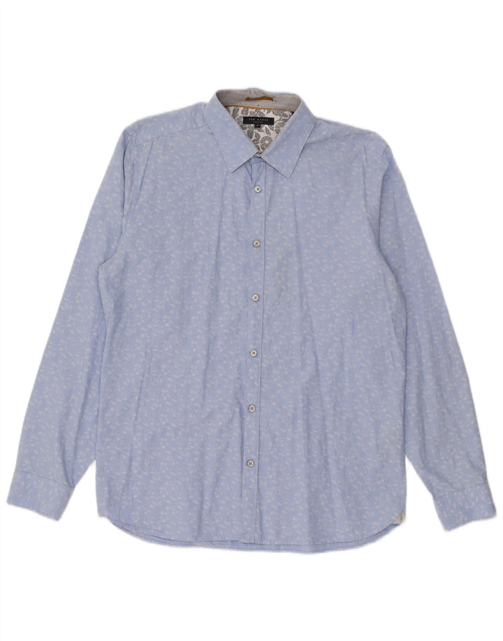 Camicia da uomo Ted Baker taglia 4 grande cotone floreale blu