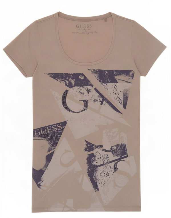 T-shirt grafica da donna Guess UK 6 XS in cotone grigio
