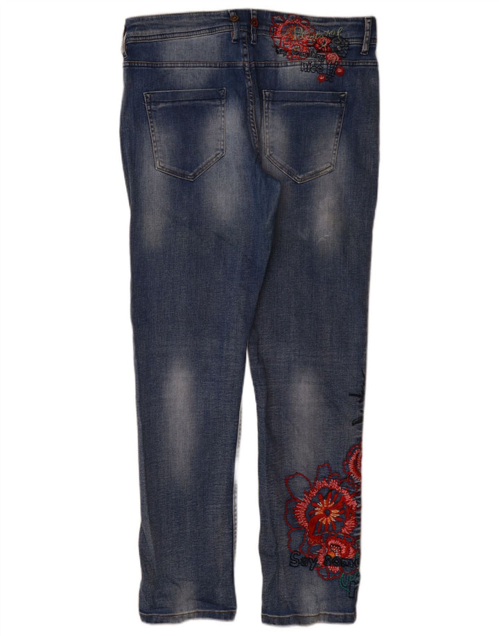 Jeans slim da donna Desigual W32 L31 poliestere floreale blu