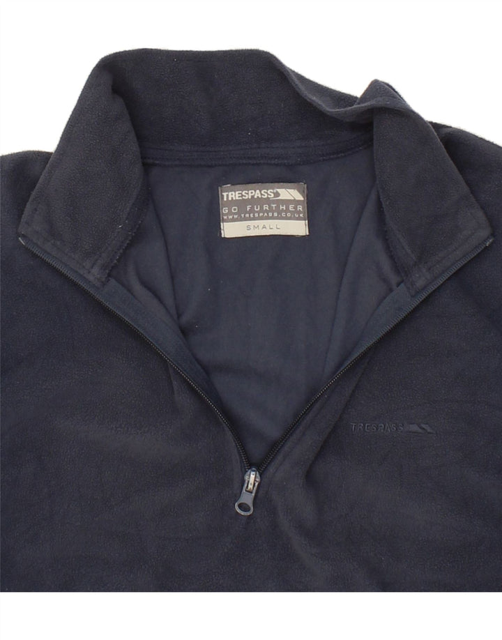 TRESPASS Mens Zip Neck Fleece Jumper Small Navy Blue Polyester Vintage Trespass and Second-Hand Trespass from Messina Hembry 