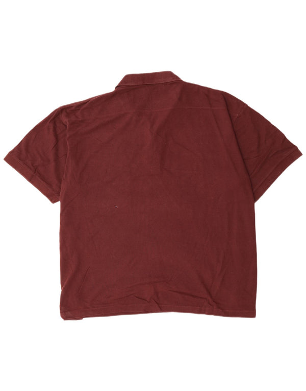 French Connection Mens Fcuk Graphic Polo Shirt 2XL Burgundy Cotton