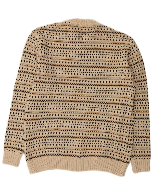 Maglione girocollo da uomo Zara in cotone a righe beige medio