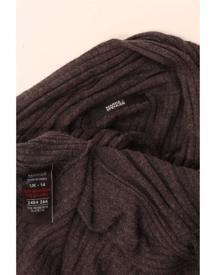 Maglione cardigan asimmetrico da donna Marks & Spencer UK 14 grande grigio