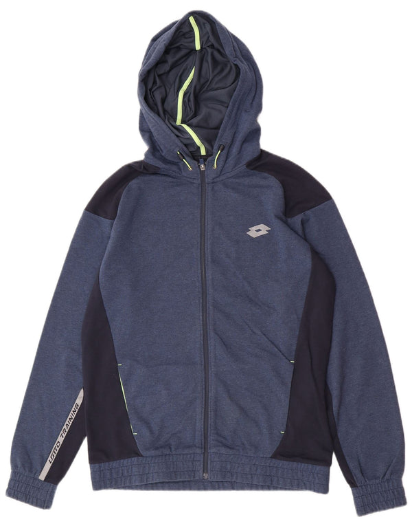 Maglione con cappuccio e zip da uomo Lotto grande in cotone color block blu