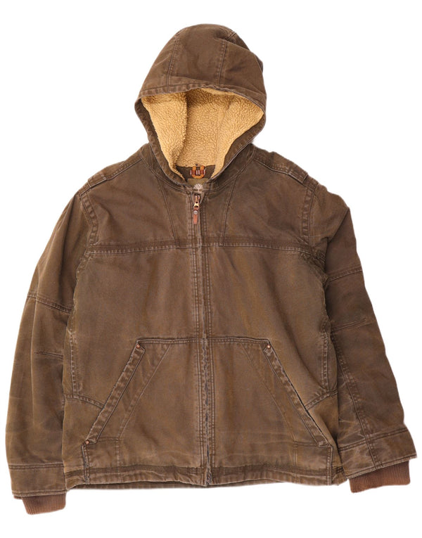 Giacca a vento con cappuccio da uomo Timberland UK 44 2XL Cotone marrone