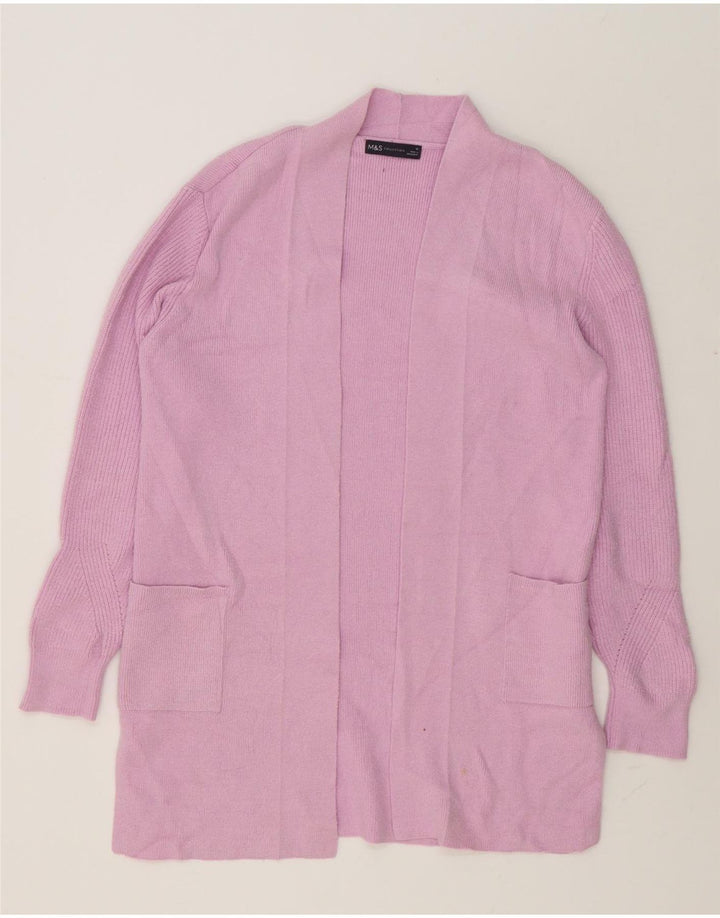 Maglione cardigan aperto lungo da donna Marks & Spencer UK 12 Rosa medio