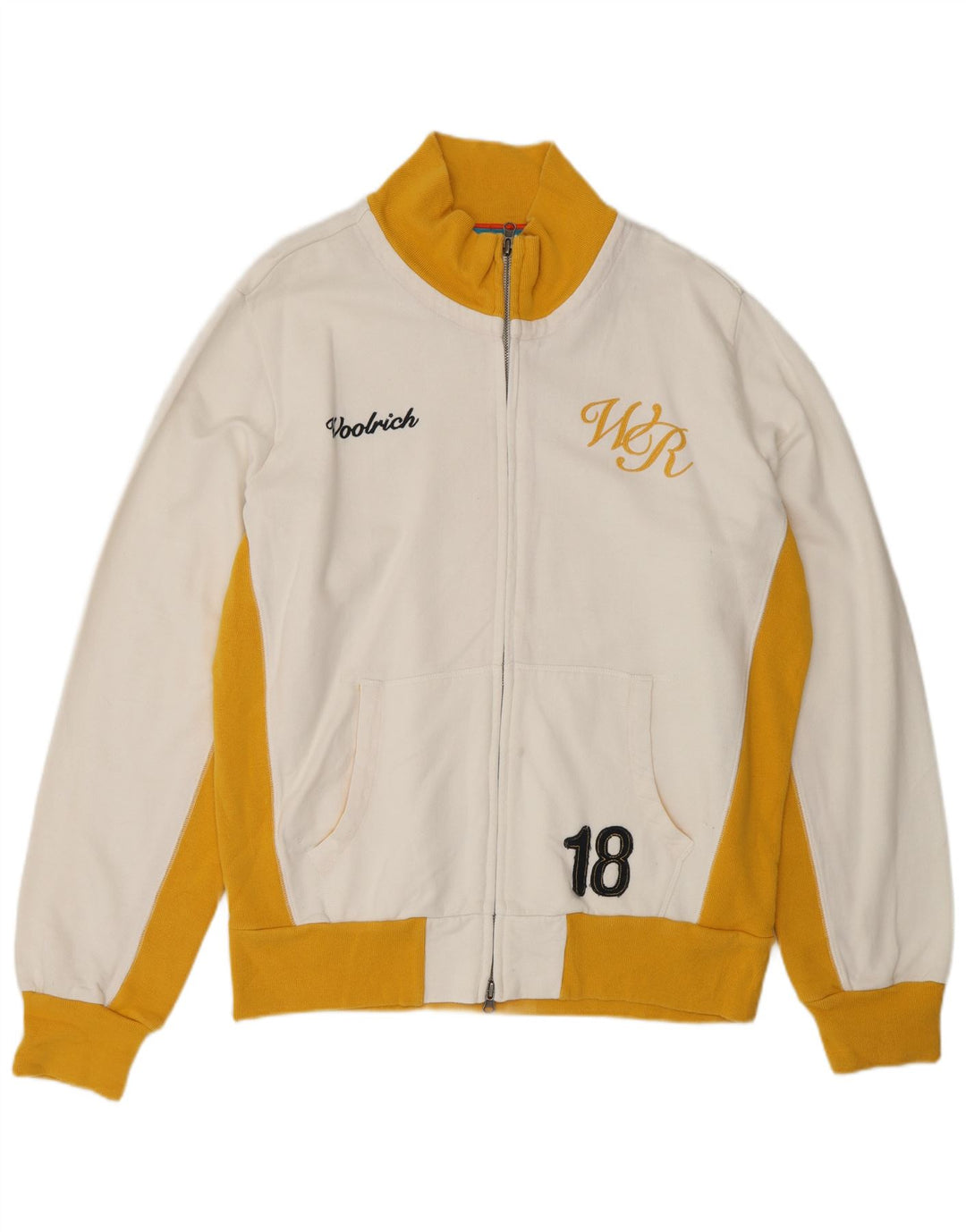 WOOLRICH Giacca da tuta grafica da uomo XL in cotone color block bianco