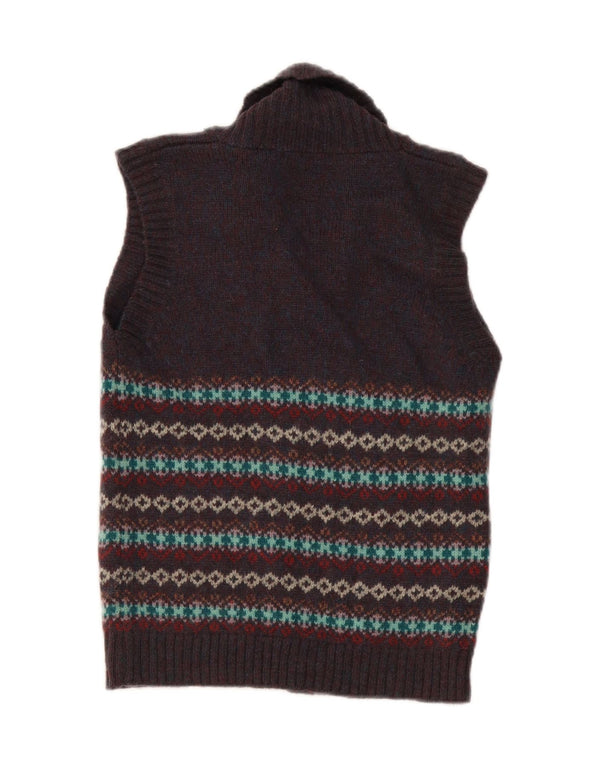 Maglione cardigan da donna Stanley Blacker UK 10 Small Blu Navy Fair Isle