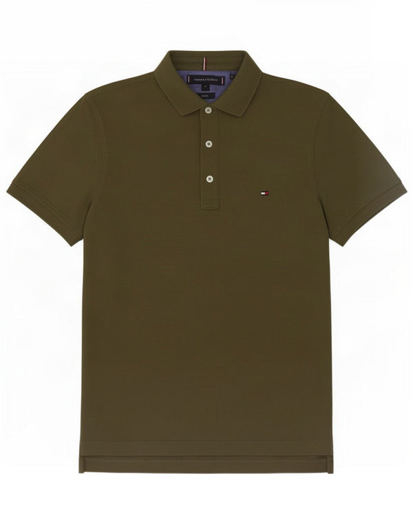 Polo slim fit da uomo Tommy Hilfiger in cotone kaki medio