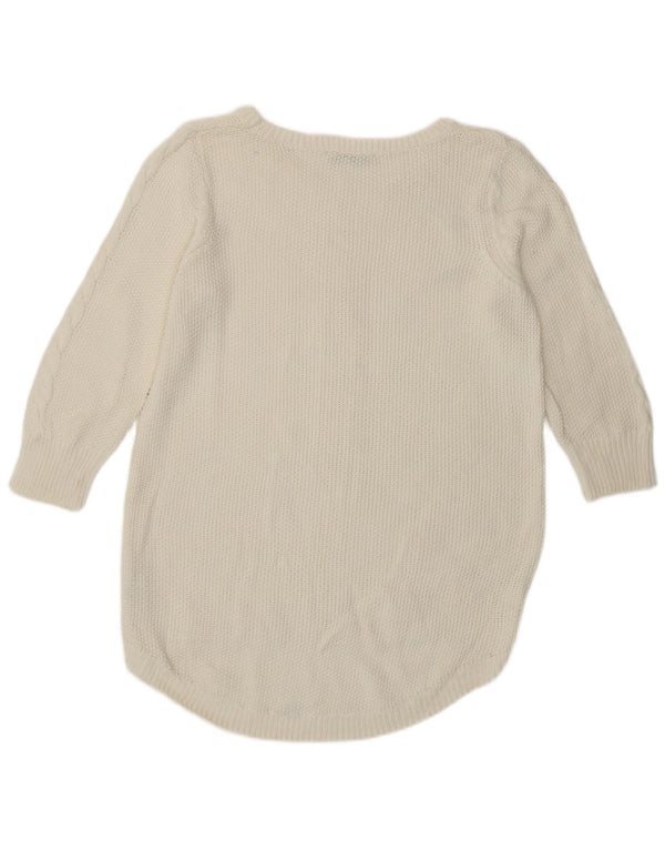 Maglione maglione con scollo a barca da donna Oasis UK 14 Cotone bianco medio