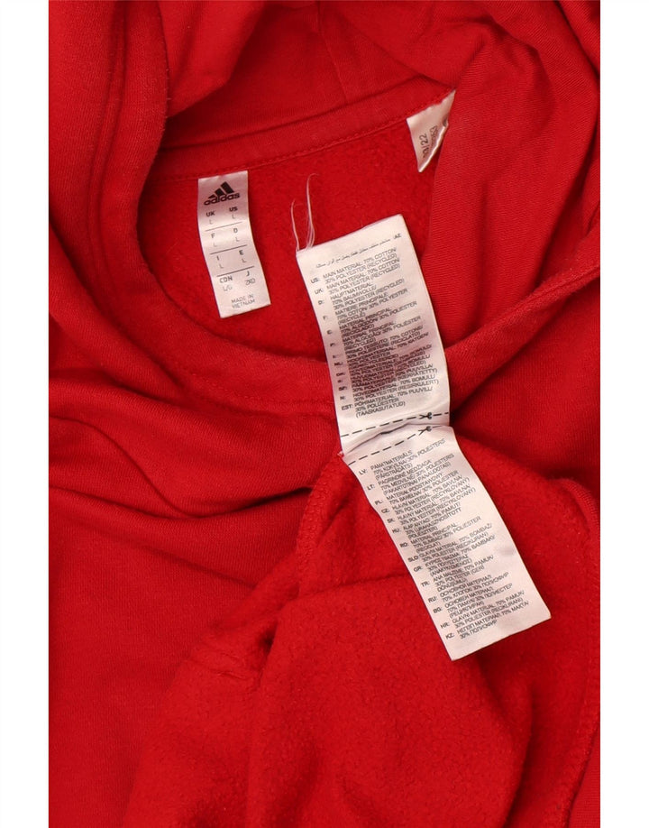 Felpa con cappuccio da uomo Adidas Large rossa in cotone