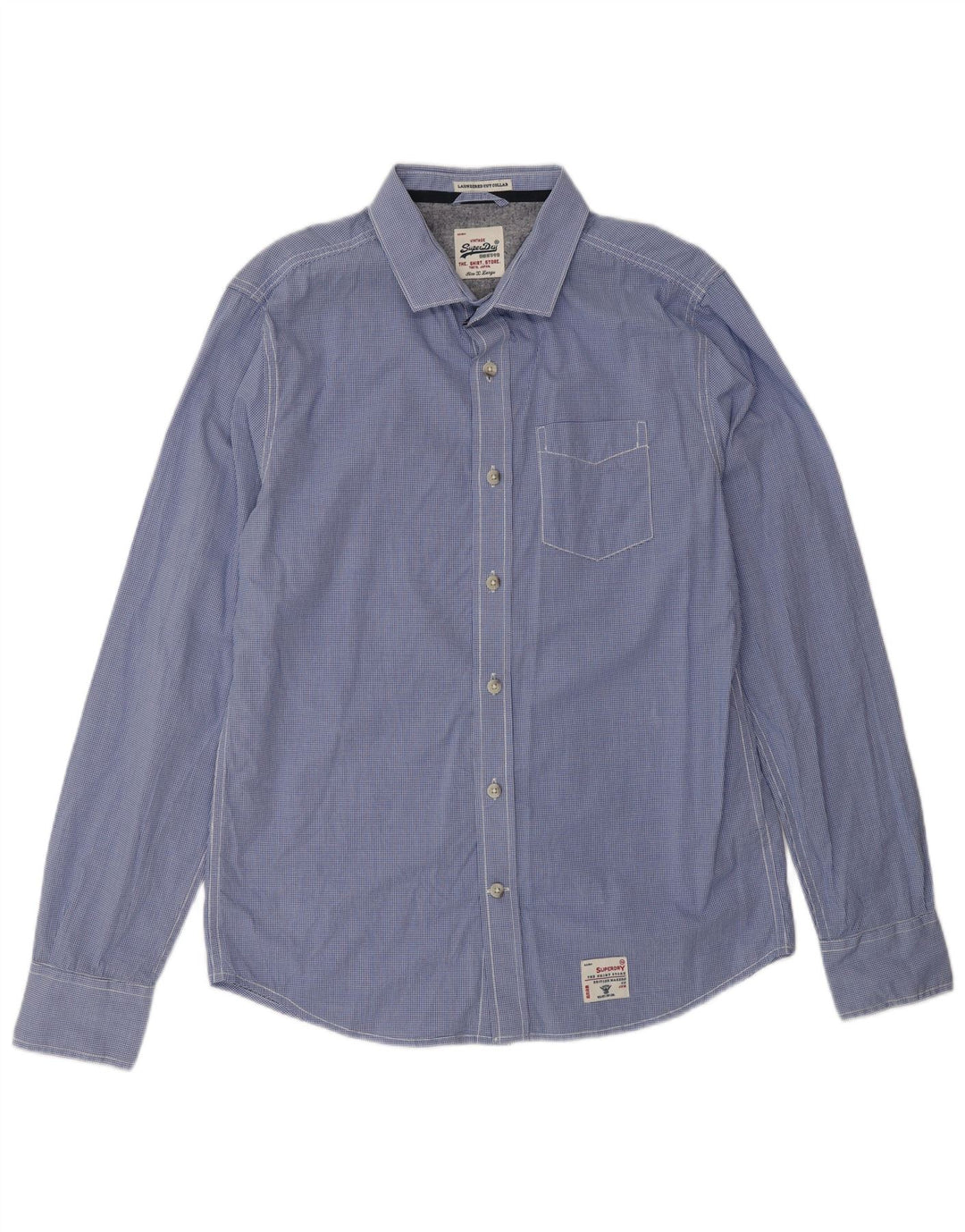 Camicia da uomo SUPERDRY XL in cotone a quadretti blu
