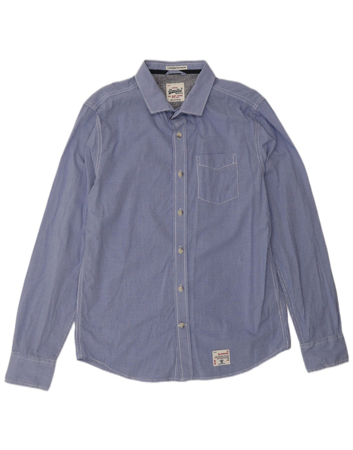 Camicia da uomo SUPERDRY XL in cotone a quadretti blu