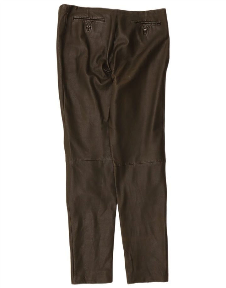 Pantaloni in pelle vintage da donna W32 L29 color kaki