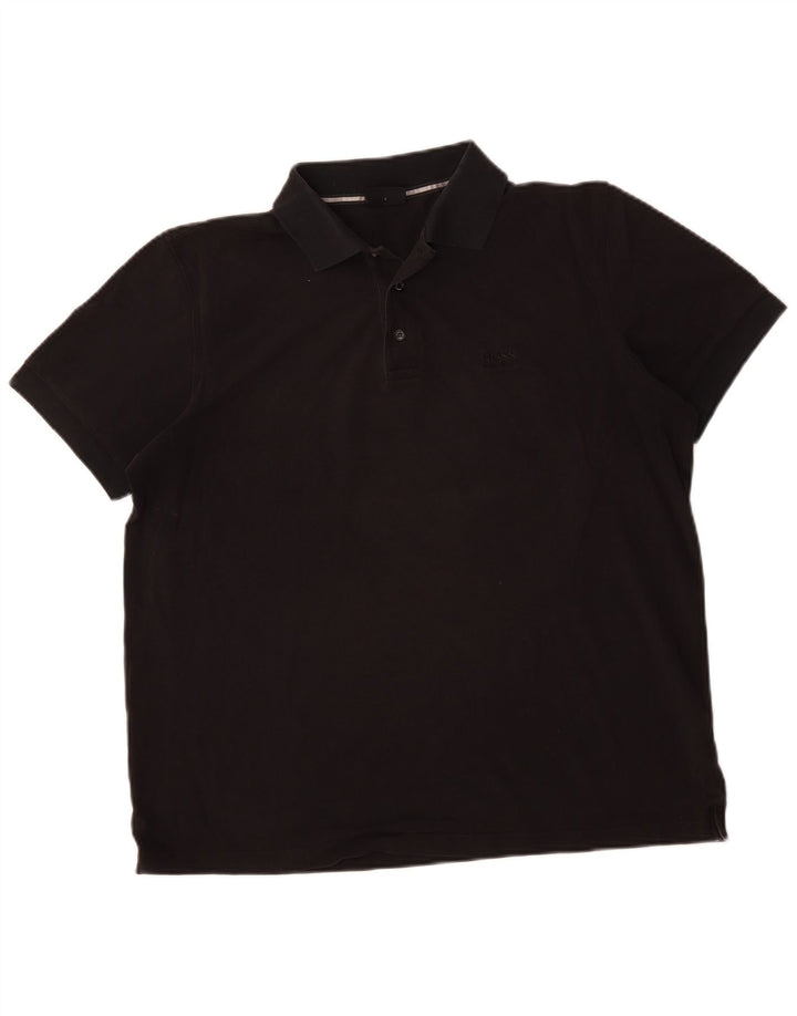 Polo da uomo HUGO BOSS grande in cotone nero