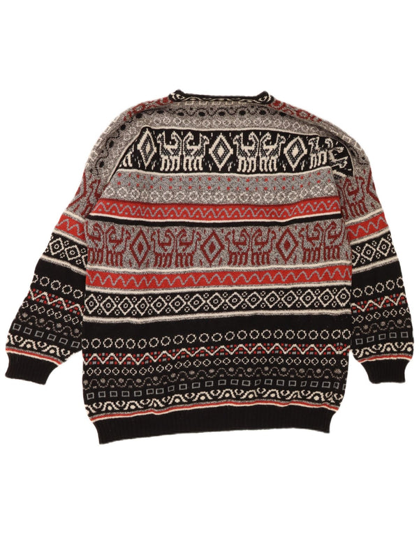 Stefanel Maglione da uomo girocollo maglione grande Fair Isle multicolore