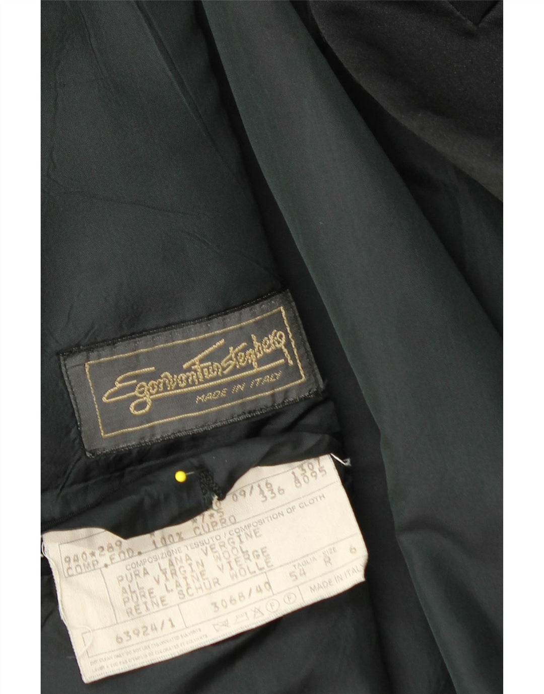 Egon Von Furstenberg Uomo UK 40 Large W32 L32 Lana Vergine Nera