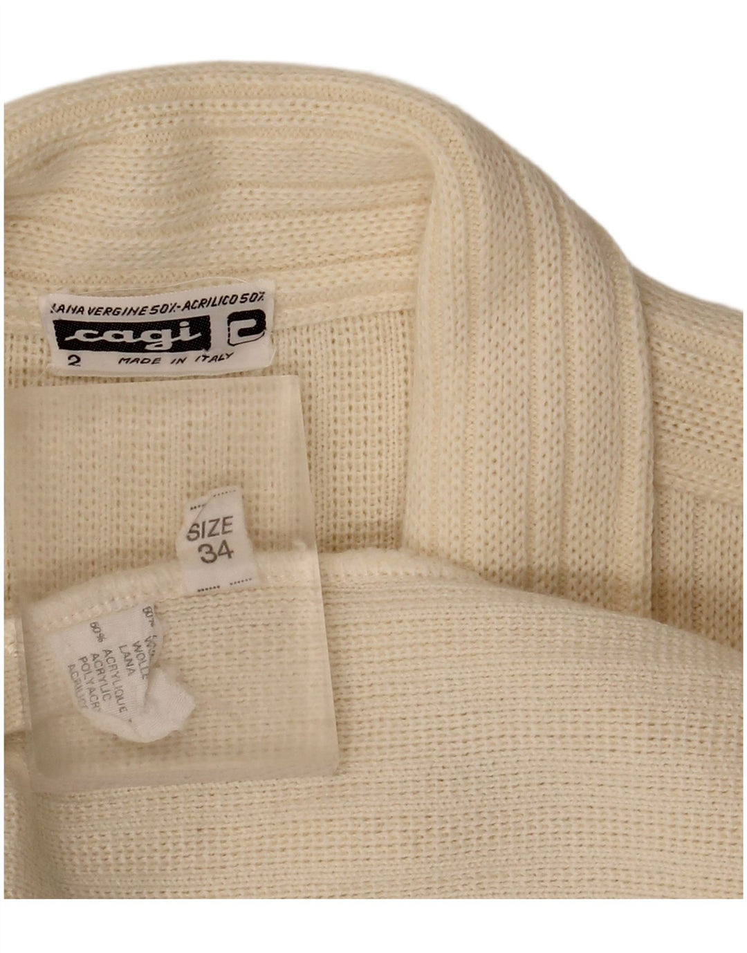 Maglione cardigan doppiopetto oversize da donna CAGI IT 34 2XS Bianco sporco