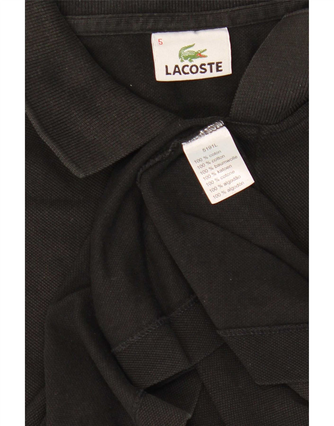 Polo da uomo Lacoste taglia 5 grande in cotone nero