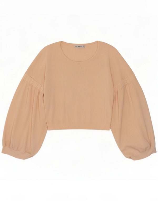 Zara Camicetta corta a maniche lunghe da donna UK 10 Small Rosa