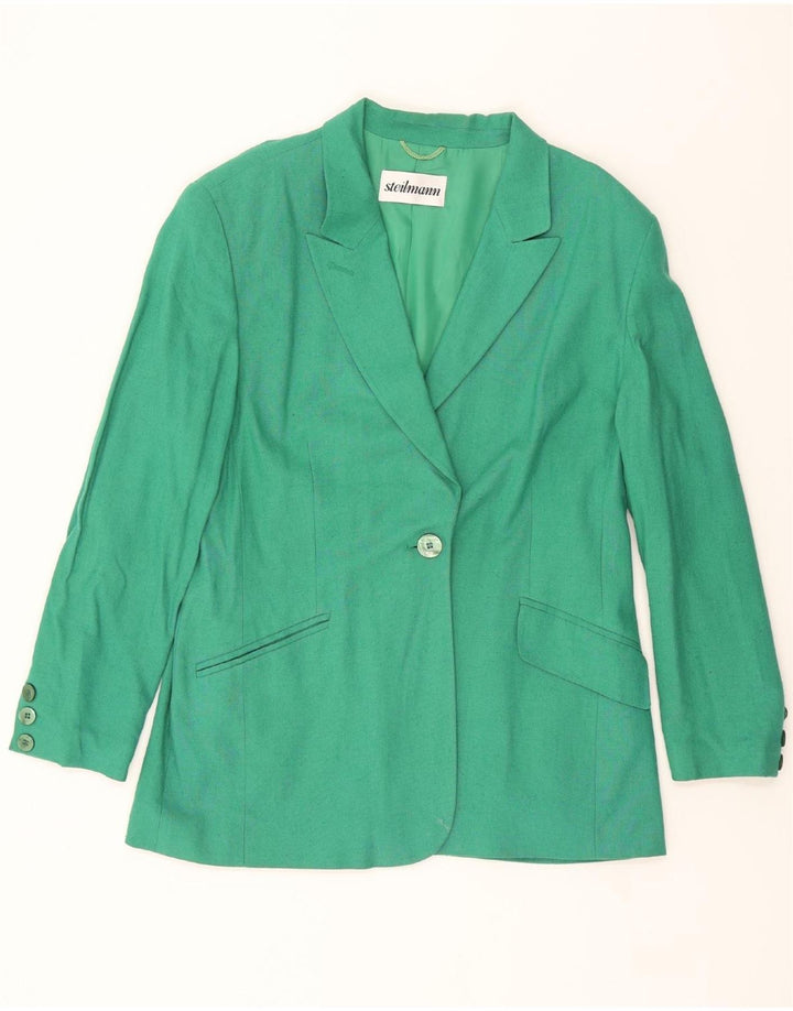STEILMANN  Womens Long Sleeve 1 Button Blazer Jacket UK 16 Large  Green Vintage Steilmann and Second-Hand Steilmann from Messina Hembry 