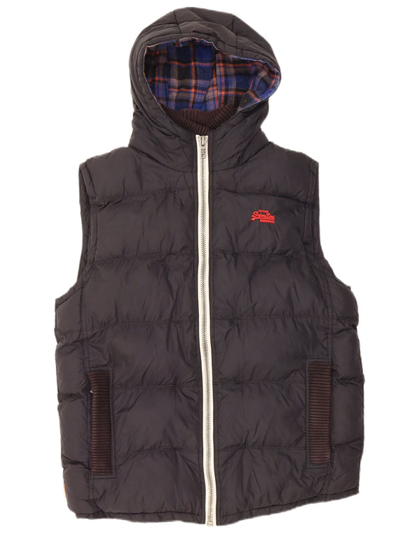 Gilet imbottito con cappuccio da uomo Superdry UK 40 Large nylon nero