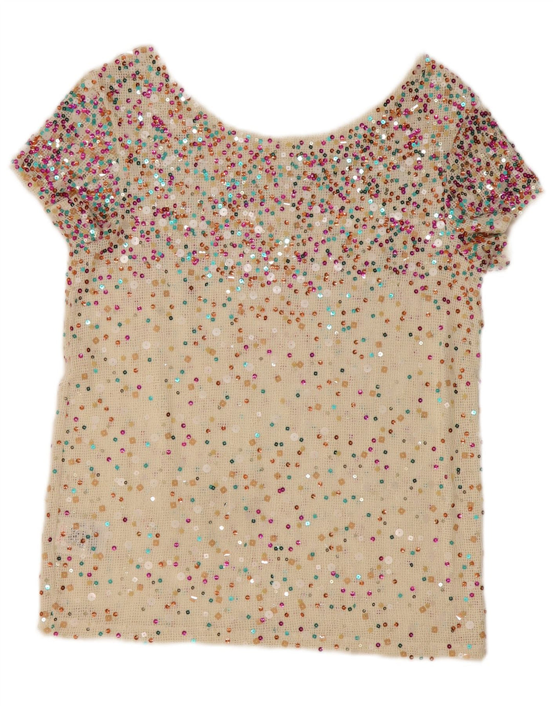 GUESS Camicetta da donna all'uncinetto con paillettes Top UK 10 Small Poliestere bianco sporco