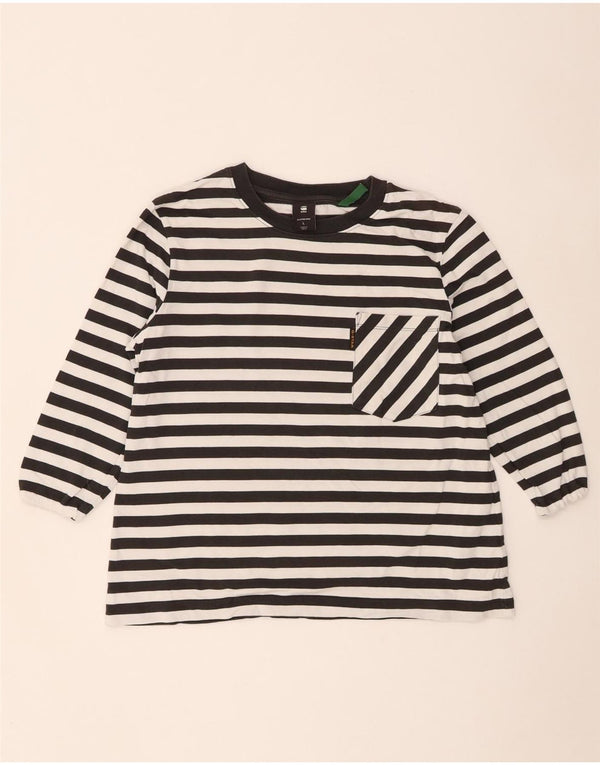 Top da donna G-Star manica 3/4 UK 16 grande cotone a righe nere