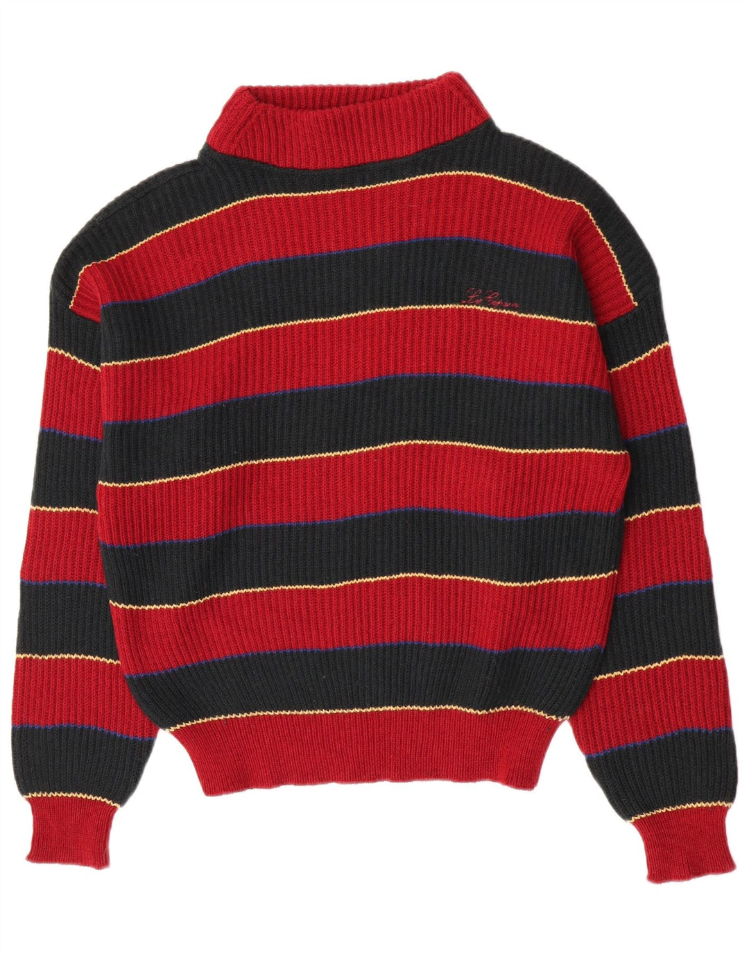 Maglione da uomo a collo alto Les Copains in lana a righe rosse medie