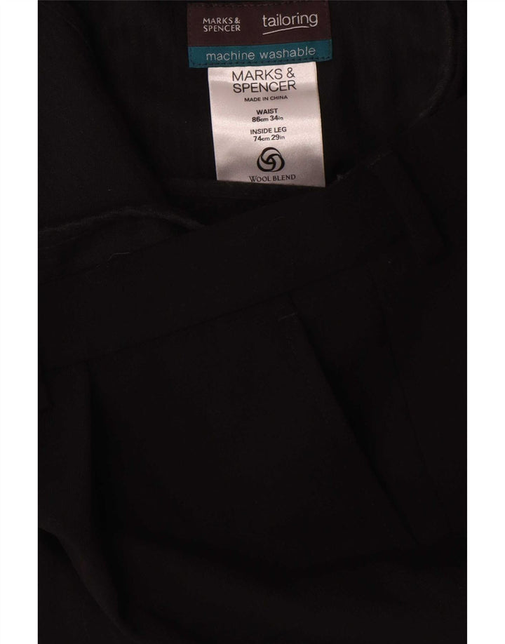 Pantaloni da abito sartoriali da uomo Marks & Spencer W34 L29 poliestere nero