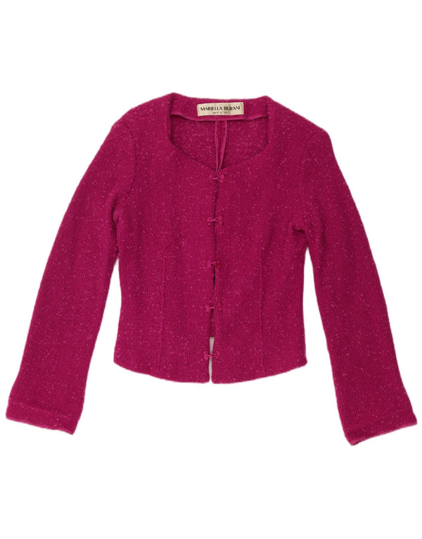 Mariella Burani Maglione Bolero da donna UK 14 Grande Lana Vergine Bordeaux
