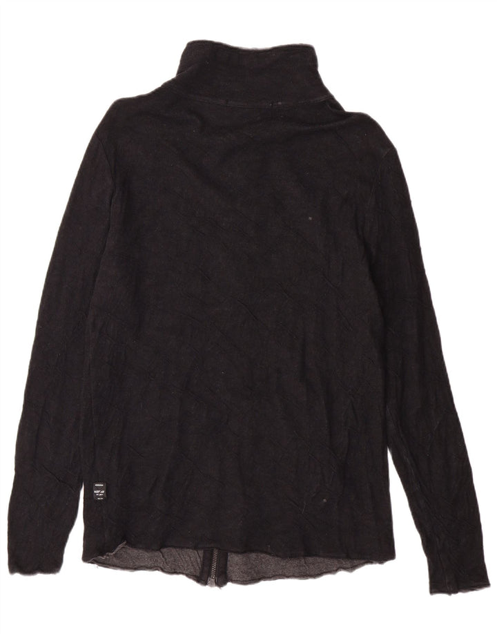 REPLAY Womens Tracksuit Top Jacket UK 14 Large Black Cotton