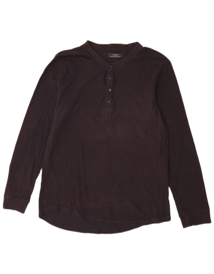 Top Zara da uomo a maniche lunghe XL blu navy