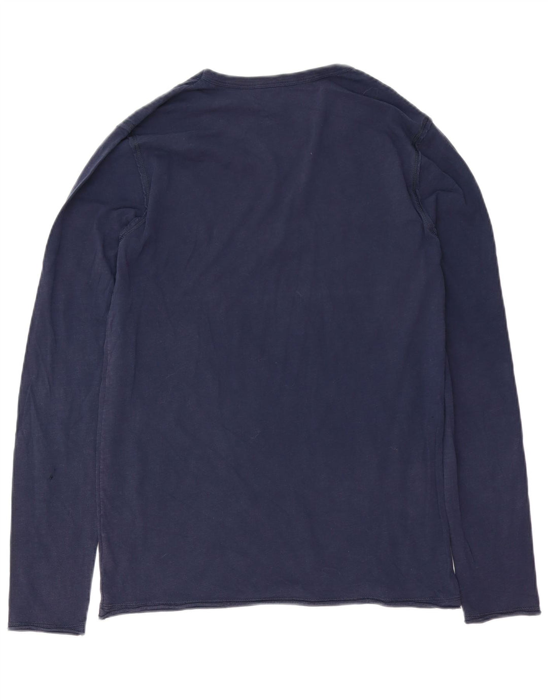 Top grafico da uomo Benetton a maniche lunghe in cotone blu navy medio