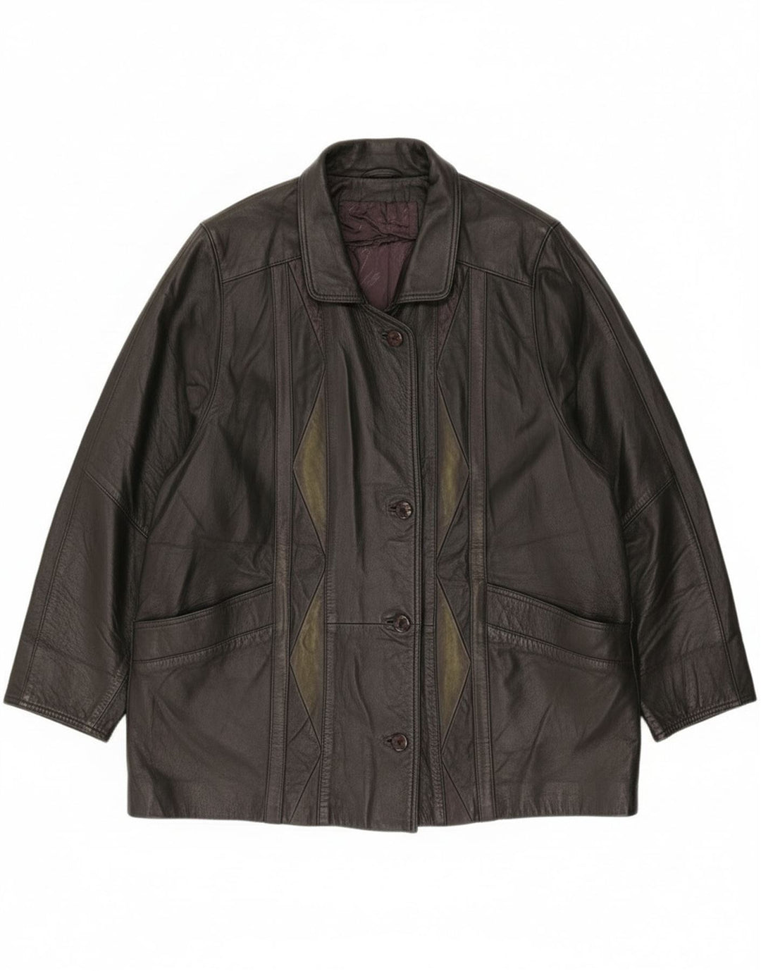 Giacca in pelle vintage da donna vestibilità ampia EU 46 XL in pelle nera