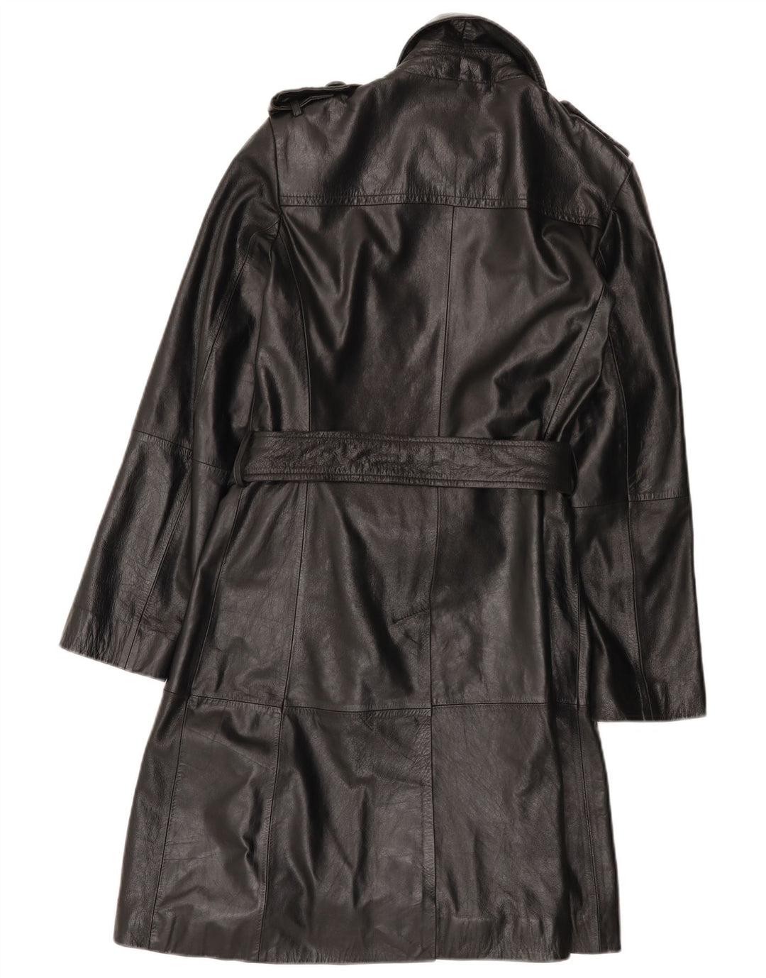 Cappotto in pelle militare da donna Zara UK 10 piccolo in pelle nera