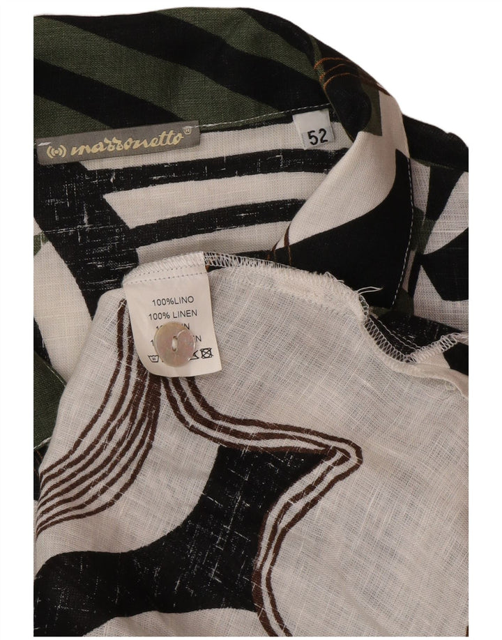 Camicia a maniche corte da donna con motivo astratto Marronetto IT 52 2XL Lino verde