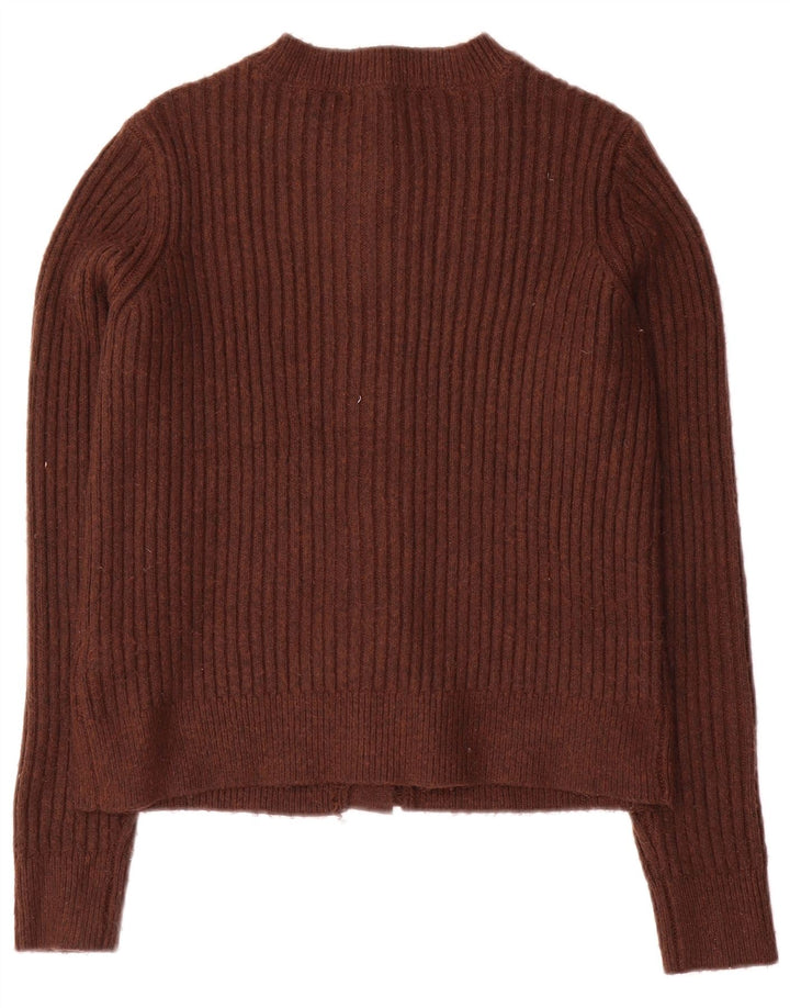 Maglione cardigan corto da donna Marks & Spencer UK 10 piccolo poliestere marrone