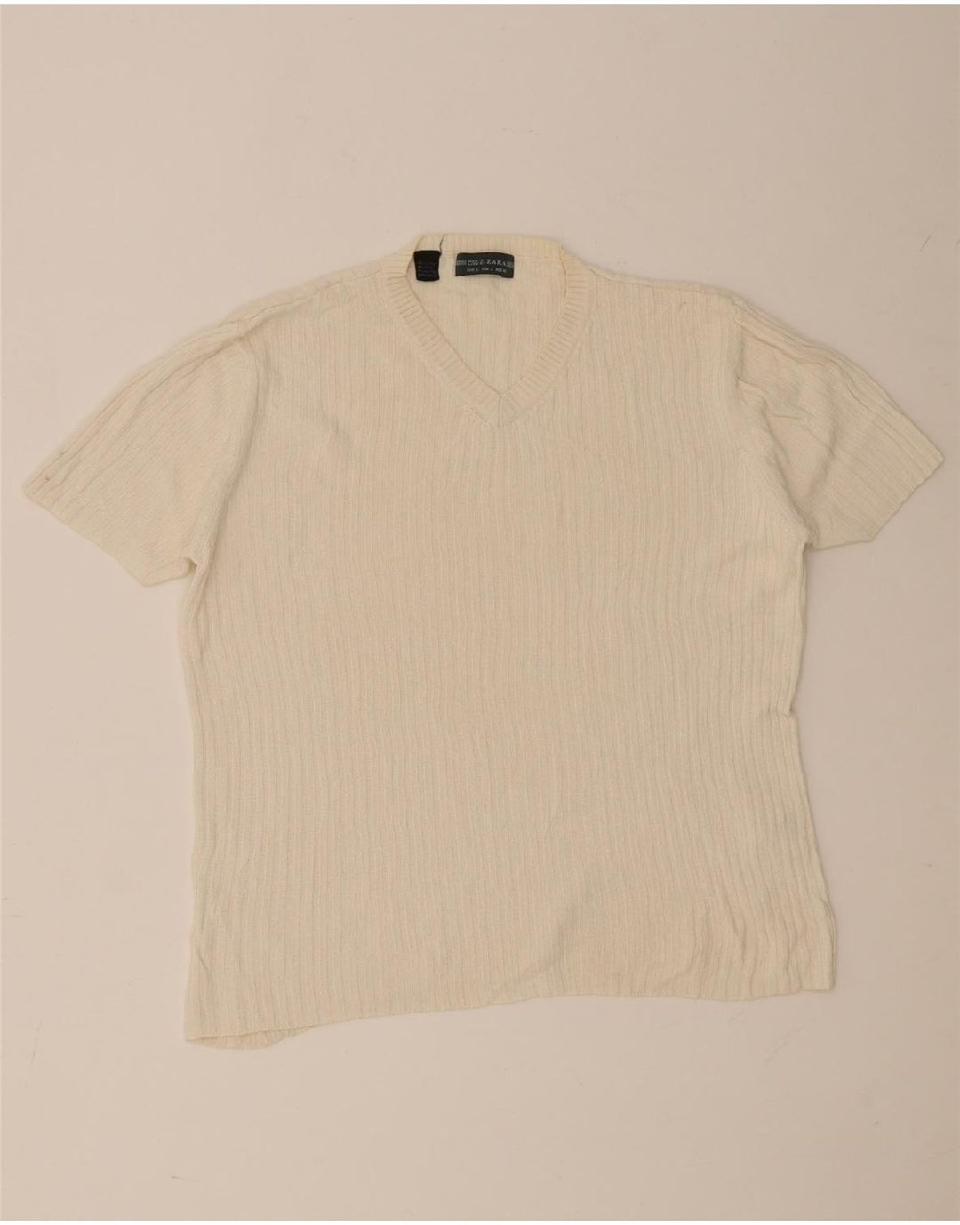 T-shirt Zara da uomo Top grande in cotone beige