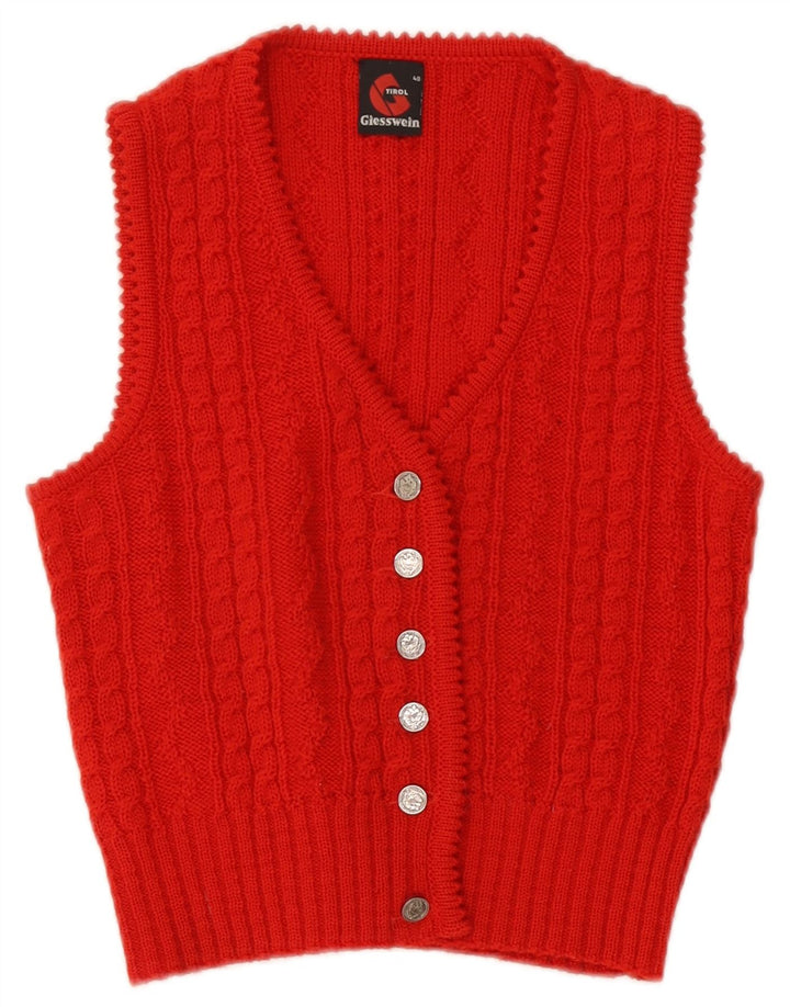 Giesswein Maglione cardigan senza maniche corto da donna EU 40 lana rossa media