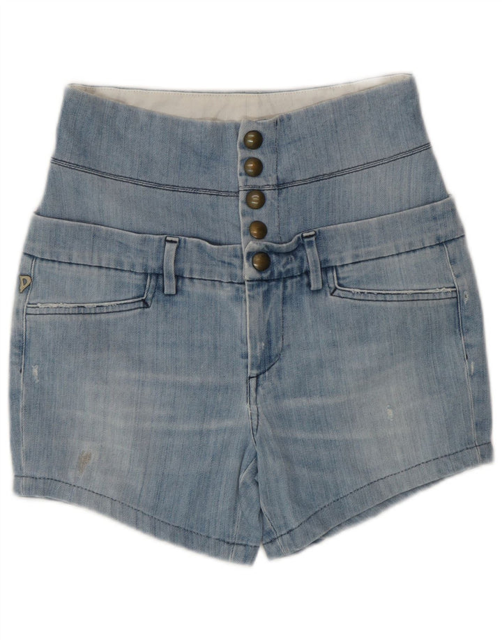 Dondup Pantaloncini di jeans a vita alta invecchiati da donna W28 Blu medio