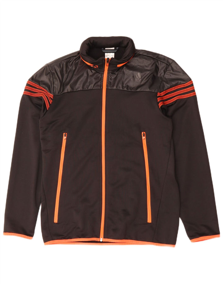 Giacca da tuta da uomo con cappuccio Adidas UK 38/40 Medium Nero Poliestere